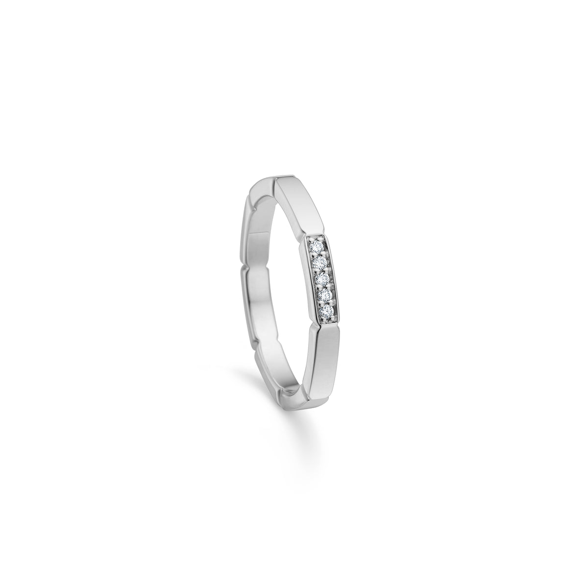 Oktagon ring i 14kt hvidguld m. 0,05ct brillanter - 16010D05