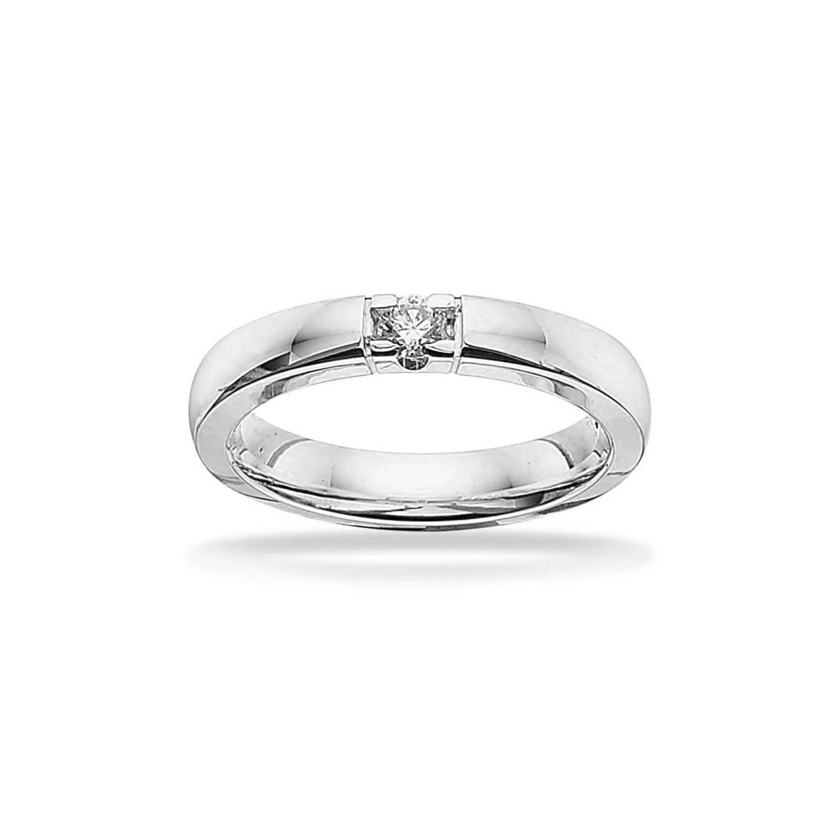 Alliancering i 14kt hvidguld m 0,04ct