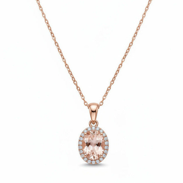 Morganithalskæde 14kt 0,12ct brillanter - 34011D12