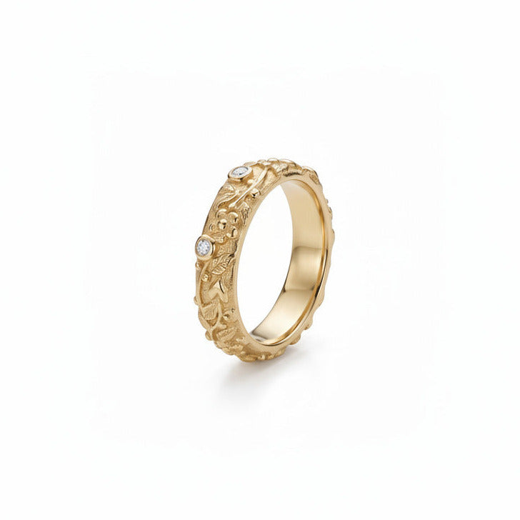 Hjerteranke ring 14kt m. brillanter - 15002D006