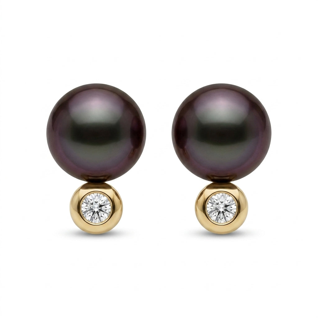 Tahiti perleørestikker med brillanter 0,4ct - 25T85904