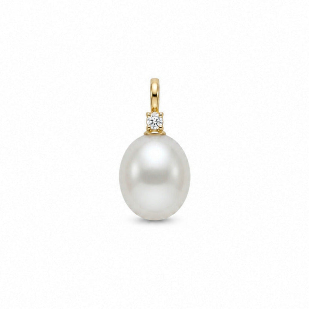 Perlevedhæng 14kt m. brillant 0,03ct - 25FVP9510003