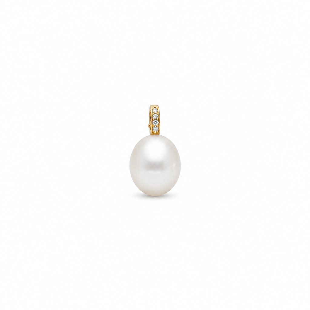 14kt perlevedhæng m. brillanter 0,06ct - 25FVP0006