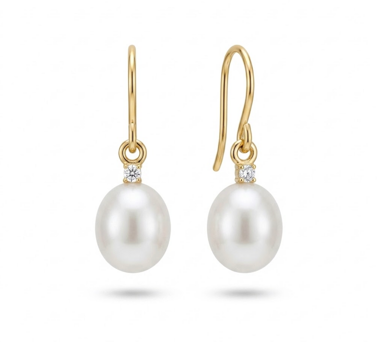 14kt perleørehænger m. brillanter 0,02ct - 25FVP859002