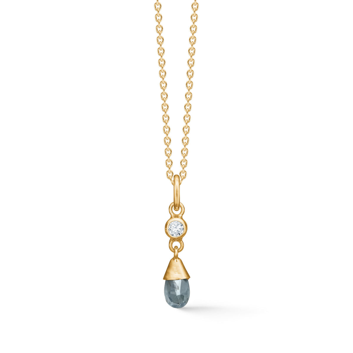 14kt safirvedhæng med diamant