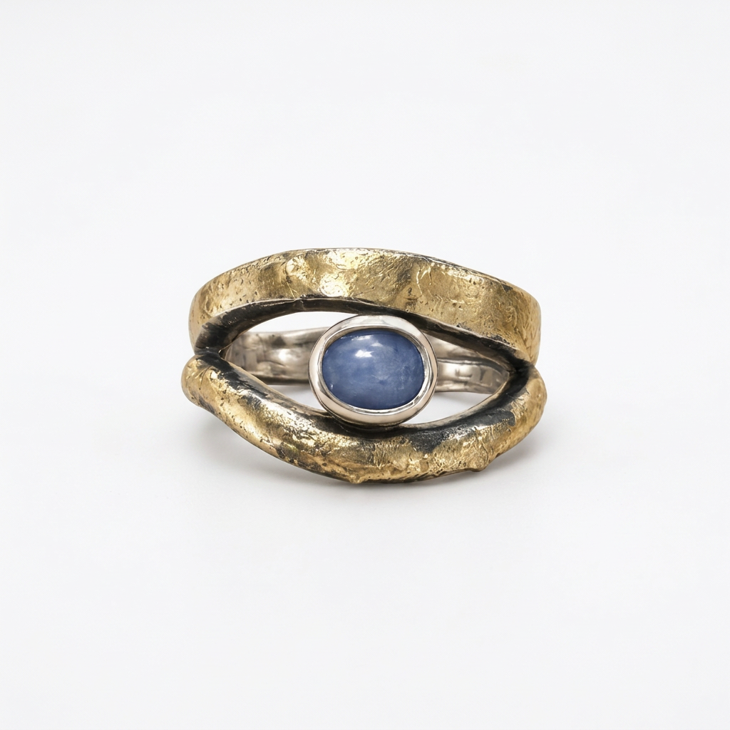 Athena sølv ring med safir - R35