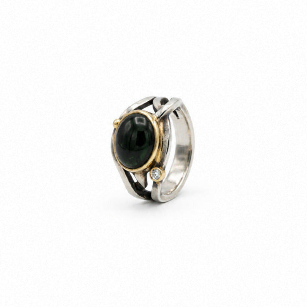 Athena sølv ring m. grøn turmalin